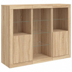 Sideboards mit LED-Leuchten 3 Stk. Sonoma-Eiche Holzwerkstoff