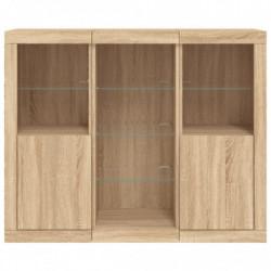 Sideboards mit LED-Leuchten 3 Stk. Sonoma-Eiche Holzwerkstoff