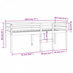 Hochbett Wachsbraun 90x190 cm Massivholz Kiefer