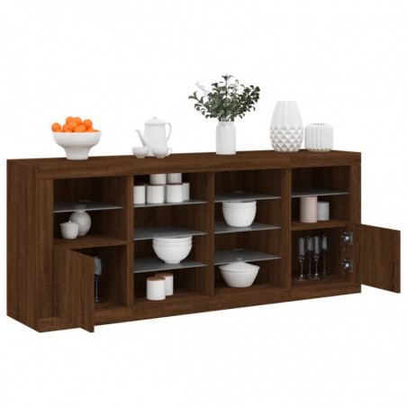 Sideboard mit LED-Leuchten Braun Eichen-Optik 163x37x67 cm