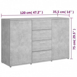 Sideboard Betongrau 120x35,5x75 cm Holzwerkstoff