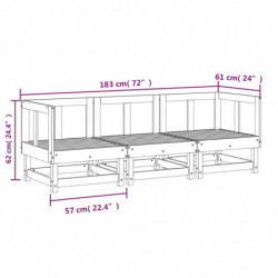 3-tlg. Garten-Lounge-Set Honigbraun Massivholz Kiefer