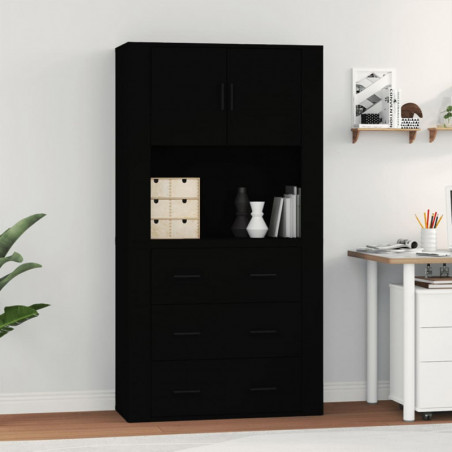 Highboard Schwarz Holzwerkstoff