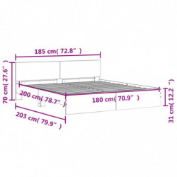 Bettgestell mit Kopfteil Braun Eiche-Optik 180x200 cm