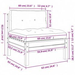 Gartensofa ohne Armlehnen mit Kissen 2Stk. Massivholz Douglasie