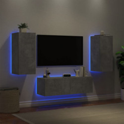 3-tlg. TV-Wohnwand mit LED-Leuchten Betongrau