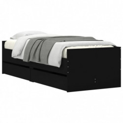Bett mit Schubladen Schwarz 75x190 cm