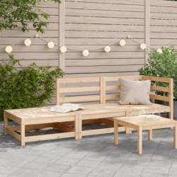 Gartensofa mit Fußhocker 2-Sitzer Massivholz Kiefer