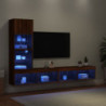 4-tlg. Wohnwand mit LED-Beleuchtung Braun Eiche Holzwerkstoff