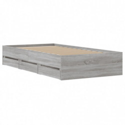 Bettgestell mit Schubladen Grau Sonoma 75x190 cm Holzwerkstoff