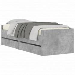 Bett mit Schubladen Betongrau 75x190 cm