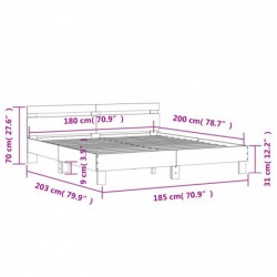 Bettgestell mit Kopfteil Braun Eichen-Optik 180x200 cm