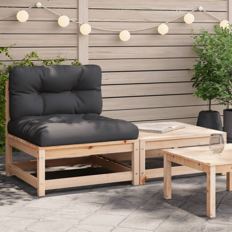 Gartensofa ohne Armlehnen mit Kissen und Hocker