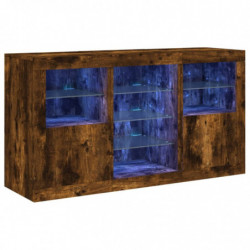 Sideboard mit LED-Leuchten Räuchereiche 123x37x67 cm