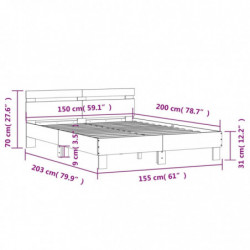 Bettgestell mit Kopfteil Grau Sonoma 150x200 cm Holzwerkstoff