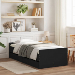 Bett mit Schubladen Schwarz 75x190 cm