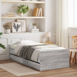 Bett mit Schubladen Grau Sonoma 75x190 cm
