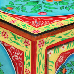 Handbemalter Nachttisch 40×30×50 cm Mango Massivholz