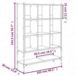 Bücherregal Schwarz 102x30x141,5 cm Holzwerkstoff