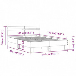 Bettgestell mit Kopfteil Braun Eichen-Optik 135x190 cm