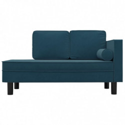 Chaiselongue mit Kissen und Nackenrolle Blau Samt