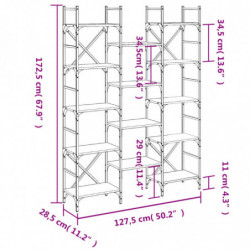 Bücherregal Braun Eichen-Optik 127,5x28,5x172,5cm Holzwerkstoff