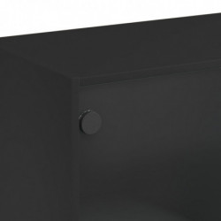 Bücherschrank mit Türen Schwarz 136x37x142 cm Holzwerkstoff