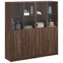 Bücherschrank mit Türen Braun Eichen-Optik 136x37x142 cm