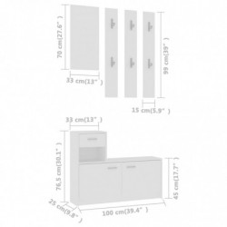 Garderobenset Flur Weiß 100x25x76,5 cm Holzwerkstoff