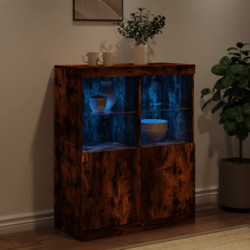 Sideboard mit LED-Leuchten Räuchereiche 81x37x100 cm