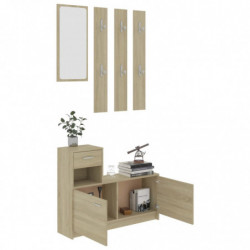 Garderobenset Flur Sonoma-Eiche 100x25x76,5 cm Holzwerkstoff