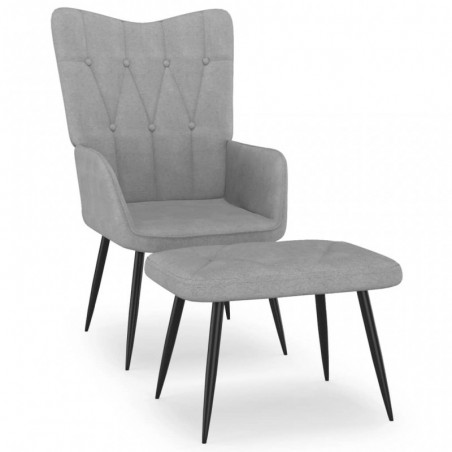 Relaxsessel mit Hocker 62x68,5x96 cm Hellgrau Stoff