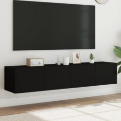 TV-Wandschränke mit LED-Leuchten 2 Stk. Schwarz 80x35x31 cm