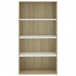 Bücherregal 4 Fächer Weiß und Sonoma-Eiche 80x30x151,5 cm