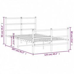 Bettgestell mit Kopf- und Fußteil Metall Schwarz 120x200 cm