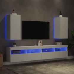 TV-Wandschränke mit LED-Leuchten 2 Stk. Weiß 30,5x35x70 cm