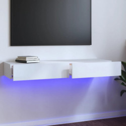 TV-Schrank mit LED-Leuchten Hochglanz-Weiß 120x35x15,5 cm