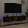 TV-Wandschränke mit LED-Leuchten 2 Stk. Räuchereiche 80x35x31cm