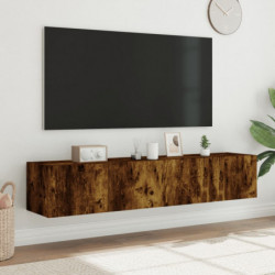 TV-Wandschränke mit LED-Leuchten 2 Stk. Räuchereiche 80x35x31cm