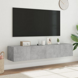 TV-Wandschränke mit LED-Leuchten 2 Stk. Betongrau 80x35x31 cm