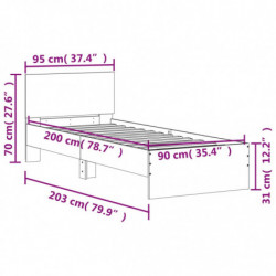 Bettgestell mit Kopfteil Braun Eichen-Optik 90x200 cm