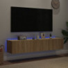TV-Wandschränke mit LED-Leuchten 2 Stk. Sonoma-Eiche 80x35x31cm