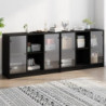 Bücherschrank mit Türen Schwarz 204x37x75 cm Holzwerkstoff