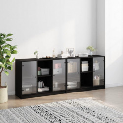 Bücherschrank mit Türen Schwarz 204x37x75 cm Holzwerkstoff