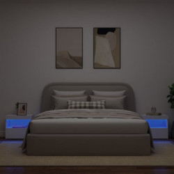 Nachttische mit LED-Leuchten 2 Stk. Weiß 50x40x45 cm