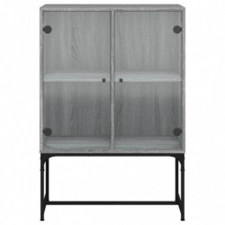 Beistellschrank mit Glastüren Grau Sonoma 69x37x100 cm