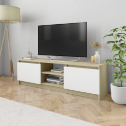 TV-Schrank Weiß und Sonoma-Eiche 120×30×35,5 cm Holzwerkstoff