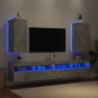 TV-Wandschränke mit LED-Leuchten 2 Stk. Betongrau 30,5x35x70 cm
