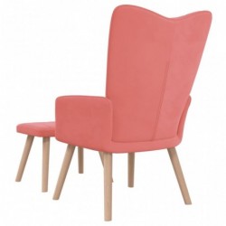 Relaxsessel mit Hocker Rosa Samt