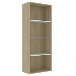 Bücherregal 4 Fächer Weiß Sonoma-Eiche 60x30x151,5Holzwerkstoff